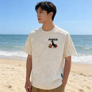Áo thun nam in chữ thời trang, dáng oversize, cổ tròn chất lượng cao, phù hợp mùa hè
