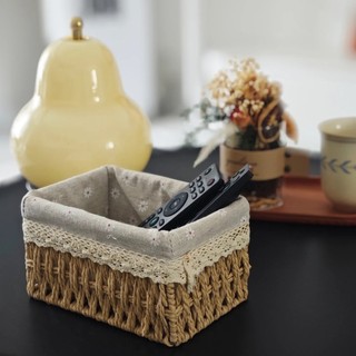 Giỏ đan Mây Lót Vải Theo Phong Cách Ins, đựng Mỹ Phẩm Và đồ ăn Nhẹ Trên Bàn, Trang Trí Nhà Cửa