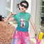 Bé Gái Graffiti In Hình Mùa Hè 2026 Phong Cách Mới Trẻ Em Slim-fit Thời Trang Xếp Ly Top