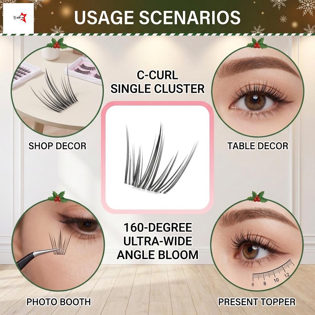 Handmade C Curl Lông Mi Giả Sợi Đen 8-12mm Chiều Dài Hỗn Hợp Tự Nhiên Tìm Tiệc Trang Điểm Hàng Ngày