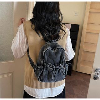 DULOREN Ba Lô Nữ 2026 Thời Trang Denim Đơn Giản Ba Lô Thường Ngày Phù Hợp Với Người Đi Học Nhỏ Túi