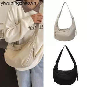 Túi Vải Nữ 2025 Phong Cách Mới Đeo Ngang Dung Tích Lớn Hàn Quốc Lười Phong Cách Làm Việc Đi Lại Túi Bánh Bao Đeo Vai Túi Tote