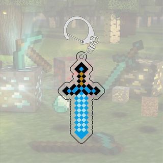 [Mặt dây chuyền] Móc khóa Minecraft MC Hình Diamond Sword Axe Pick Steve Zombie Nhân vật Mặt dây chuyền Acrylic
