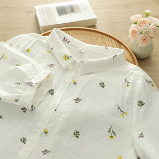 Áo sơ mi nữ 100% cotton họa tiết hoa tươi mát, thiết kế cardigan dáng rộng, phù hợp mùa hè