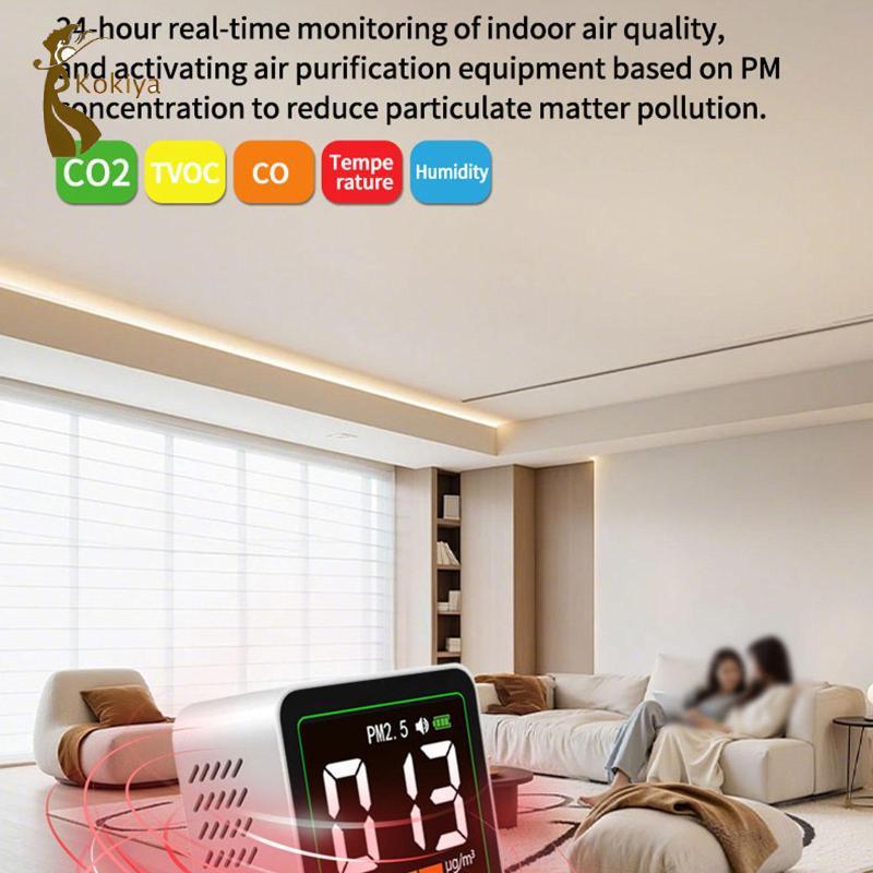 PM2.5 PM10 PM1.0 mét 5 trong 1 Máy kiểm tra chất lượng không khí cầm tay Đèn nền Màn hình LCD Máy dò độ ẩm nhiệt độ cho ô tô văn phòng