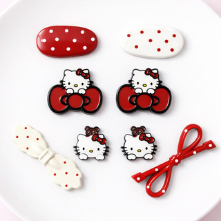 Set Charm Hello Kitty Nơ Hồng Ngọt Ngào Cute Barbie Love May Mắn Phong Cách Kawaii Dễ Thương Trang Trí Dép Phụ Kiện