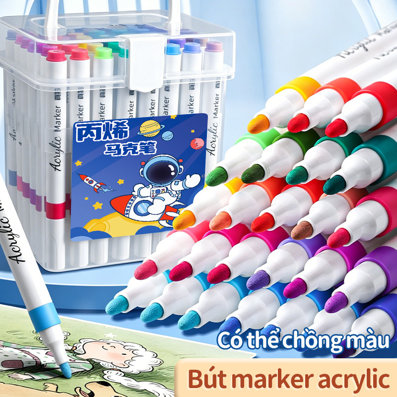 Bộ vẽ tranh bút acrylic marker cao cấp 12/24/48 màu – Dành tặng trẻ khám phá nghệ thuật mỗi ngày.