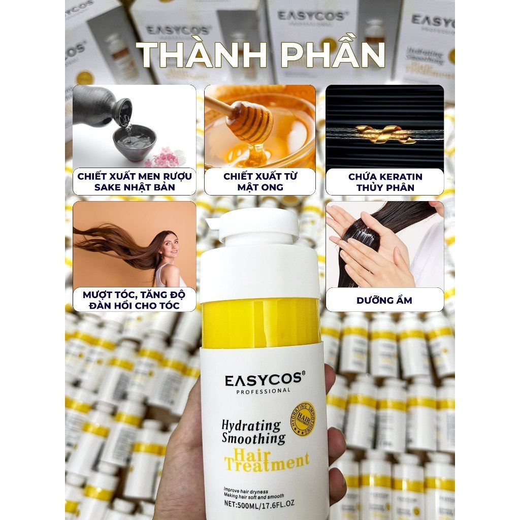 [CHÍNH HÃNG] Kem Ủ Tóc EASYCOS Keratin Thủy Phân 500ml - Phục Hồi Hư Tổn, Ngăn Gãy Rụng, Chuẩn Salon