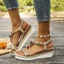Size Lớn Một Dòng Bohemian Phong Cách Dân Tộc Thông Thường Dép Miệng Cá Đế Dày Nêm Bao Chân Dép Thời Trang RB7M