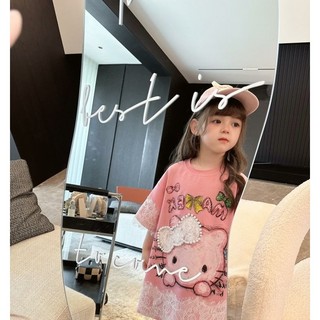 Váy Hello Kitty cho bé gái – Thiết kế ren dễ thương, form rộng thoáng mát, mặc hè
