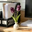 1 Thân hoa Tulip 3D nhân tạo Cây hoa Tulip giả thực tế Trang trí bình hoa cho vòng hoa thủ công DIY Trang trí ngày lễ tại nhà