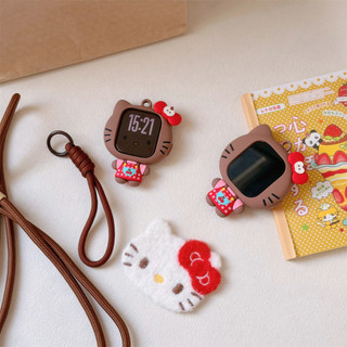 Vỏ bảo vệ silicon Cherry Hello Kitty Dây đeo đồng hồ Thích hợp cho smartwatch S11 10 9 8 ULTRA 7 6 5 4 SE 3 2 1 Kích thước 38mm40mm41mm42mm44mm45mm49mm
