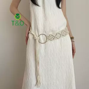 Thắt lưng phong cách dân tộc retro bohemian với dây da vòng tròn