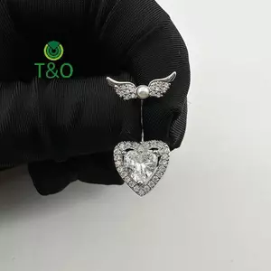 Nhẫn nút bụng zircon hình trái tim thời trang cho nữ - Trang sức xỏ rốn gợi cảm