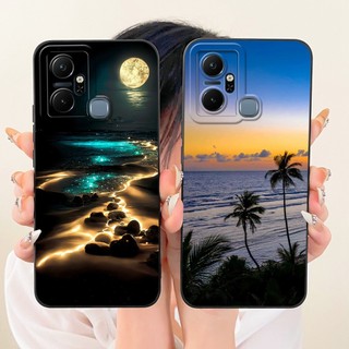 Dành Cho Infinix Smart 6 Plus (Ấn Độ) Vỏ Bảo Vệ Ống Kính Smart6 Plus X6823C X6823 Thời Trang Dusk Tranh Bãi Biển Vỏ Điện Thoại Silicon Mềm