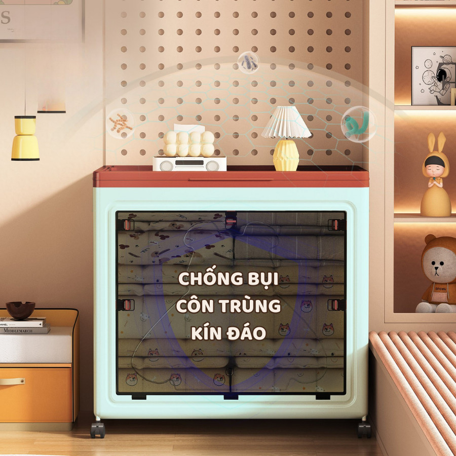 Thùng Nhựa Đựng Đồ ENODA HOME Dung Tích Lớn, Hộp Đựng Quần Áo, Chăn Màn Gấp Gọn, Có Bánh Xe Di Chuyển Q432
