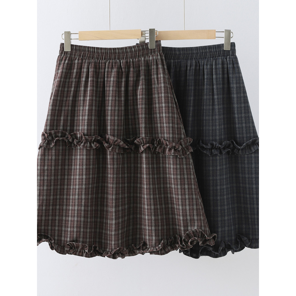 Áo sơ mi nữ 100% cotton và váy chữ A cổ điển, viền kẻ sọc, cạp cao