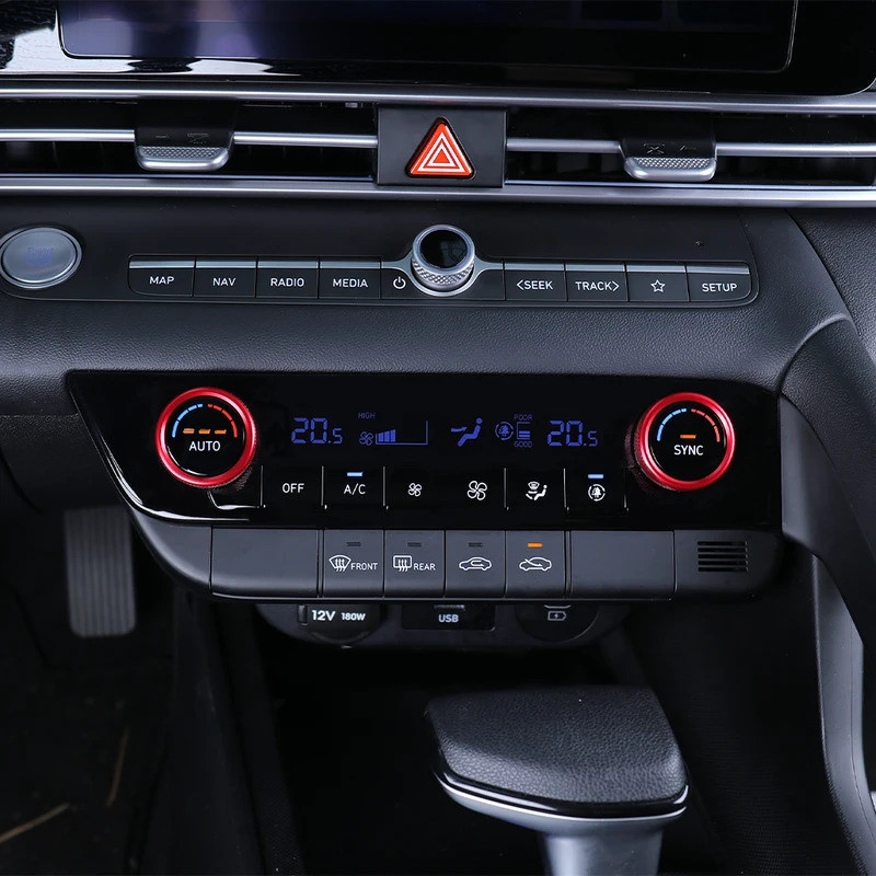 Một Cặp Nhôm Đỏ Xanh Đen Nội Thất Điều Hòa Không Khí Konb Vòng Viền Dành Cho Xe Hyundai Elantra CN7 / CN7 N RHD / LHD
