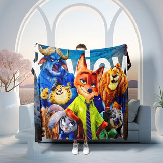 Chăn Flannel mềm mại, thoải mái và thoáng khí in hình một mặt Zootopia 2, Chăn giường ấm áp theo chủ đề hoạt hình, Thích hợp cho giấc ngủ và điều hòa không khí.