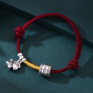 Vòng tay nữ bạc 999 hạt chuyển màu thiết kế dây đỏ chủ đề năm Ngựa cung hoàng đạo