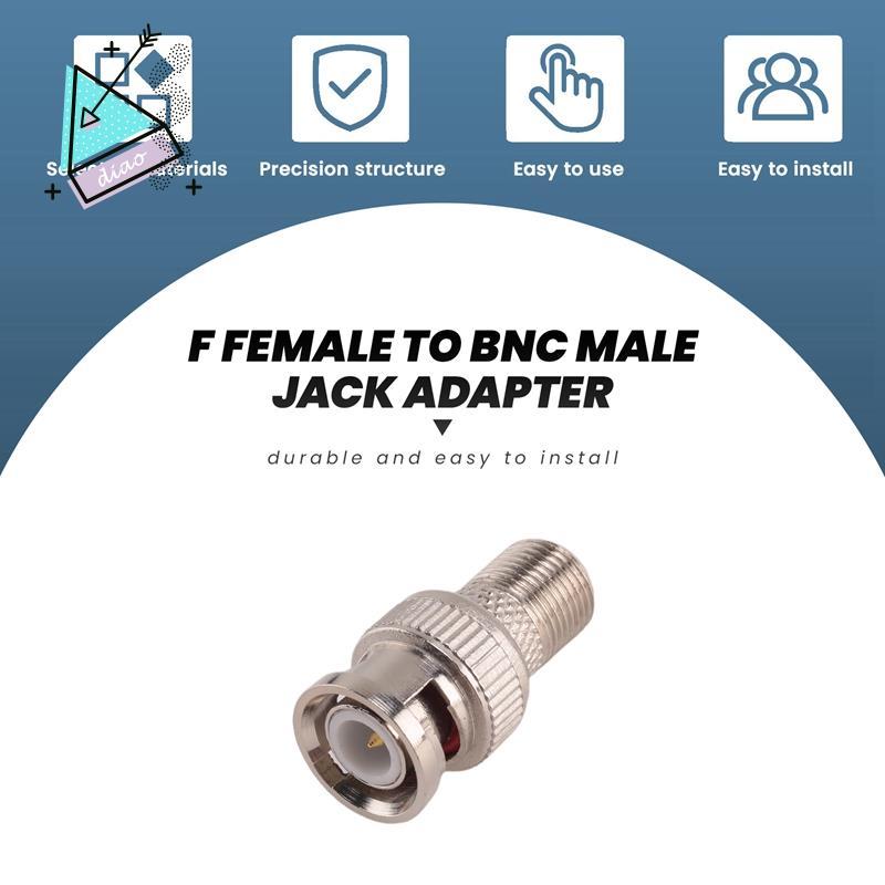 10 Chiếc BNC Nam Cắm Đến F Nữ Jack Adapter Coax Kết Nối Khớp Nối Camera Quan Sát