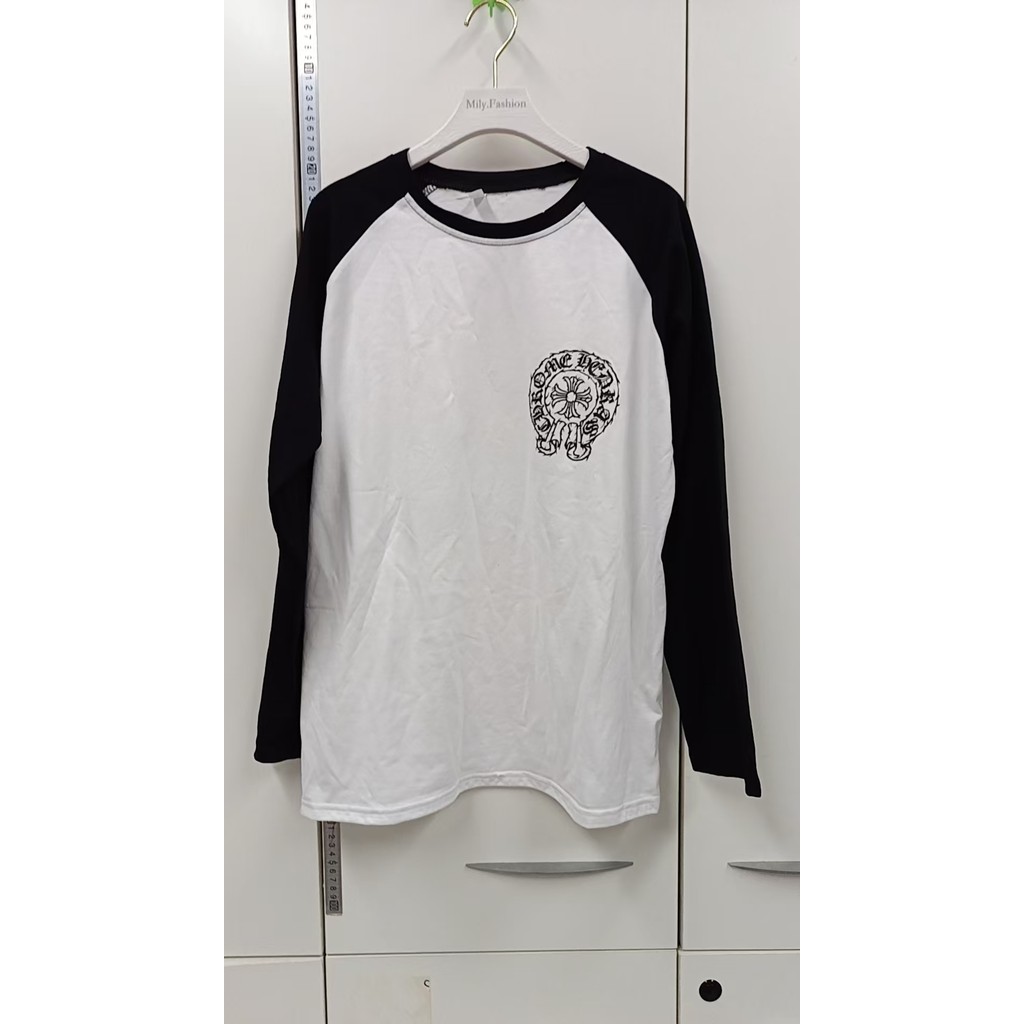 Milyfashion Cotton Nguyên Chất Rời Kích Thước Lớn Tay Raglan Retro In Hình Dài Tay Thiết Kế Niche Đáy Top 7INF