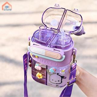 Bình Nước Cho Trẻ Em Dung Tích Lớn Có Thể Điều Chỉnh Dây Đeo Vai Cốc Uống Đôi Cho Dã Ngoại Thể Dục Du Lịch Ngoài Trời Làm Việc
