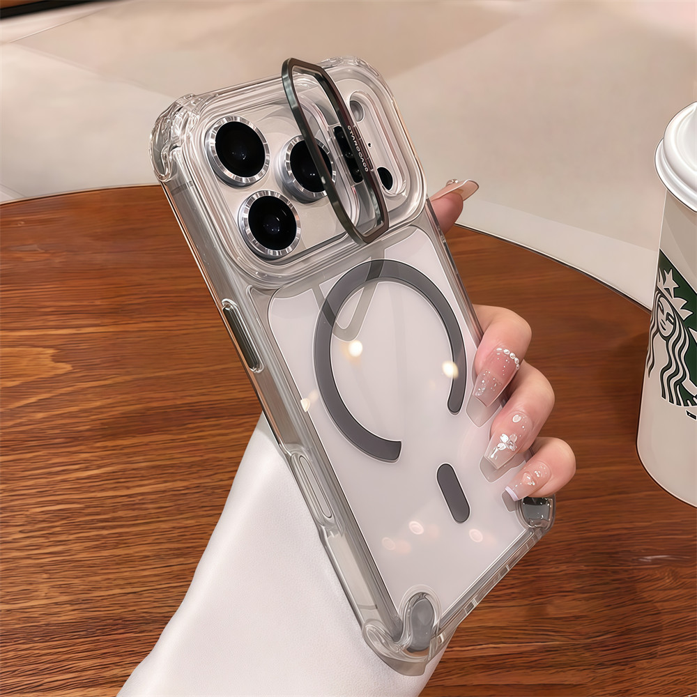 Giá đỡ bảo vệ Camera chất lượng cao Vỏ điện thoại từ tính cho iPhone 17 Pro Max 16 13 14 15 pro max Bảo vệ ống kính chống rơi Vỏ cứng bảo vệ điện thoại