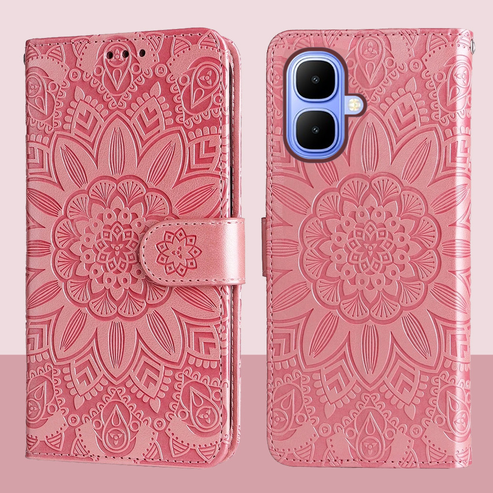 Ví da từ tính Flip Case cho Infinix Smart 10 X6725 Vỏ điện thoại hoa hướng dương dập nổi