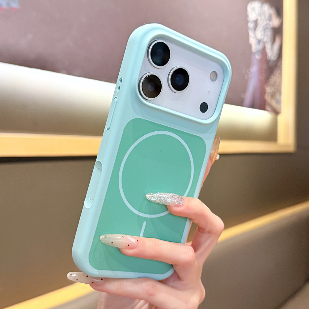 Ốp điện thoại silicon lỏng màu xanh từ tính cho iPhone 17 Pro Max 16 15 14 13 Vỏ bảo vệ chống sốc