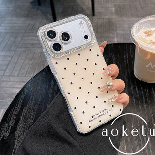 Bột lấp lánh chấm bi bi tối giản sang trọng bằng kim cương giả 2 trong 1 17 thích hợp cho iPhone 16 Promax Apple 15 Vỏ bảo vệ 14 / 13