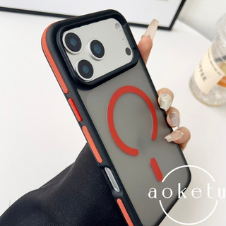 Đường viền chặn màu thích hợp cho vỏ điện thoại Apple 17promax, vỏ bảo vệ acrylic 16pro mờ iPhone Air dày, 15 vỏ cứng từ tính chống trượt