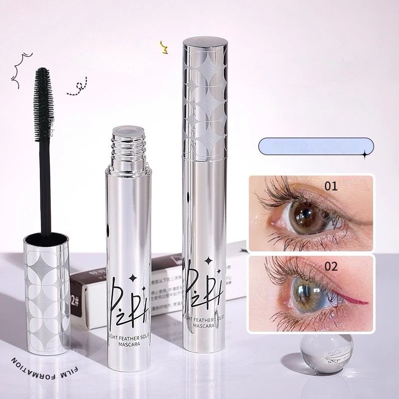 Mascara PIARA dạng ống bạc nhỏ, dài tự nhiên, cong, đậm đặc nhanh khô không thấm nước, lâu trôi và không dễ lem