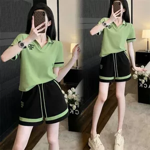 Toàn Bộ Cửa Hàng Thời Trang Thể Thao Nữ Mùa Hè Tính Khí Phương Tây Giảm Tuổi Cổ POLO Quần Short Tay Ngắn Chạy Bộ Hai Bộ Hợp Thời Trang 4.2