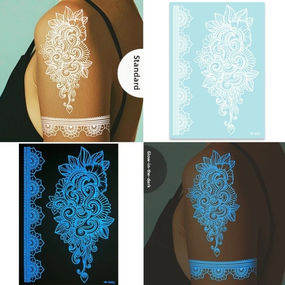 JIMMYCHOOEC - Nhãn dán hình xăm Henna dạ quang và đề can hình xăm trắng, phù hợp làm quà tặng cho bé gái