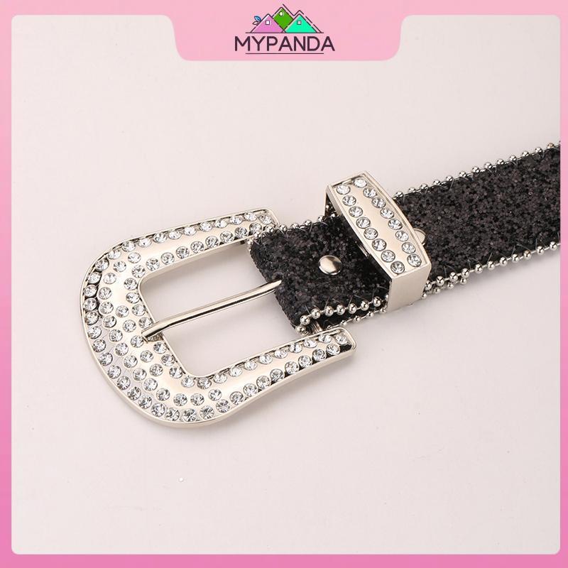 MYPANDA Thắt lưng Y2K thời trang nữ, da PU bling, kim cương giả & pha lê lấp lánh, có thể điều chỉnh, phù hợp cho bữa tiệc câu lạc bộ.