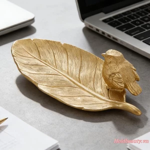 Khay Đựng Trang Sức Nhựa Hình Lá Chim Chìa Khóa Món Ăn Trang Sức Tổ Chức Trang Trí Nhà Cửa