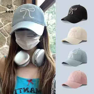 Mũ bóng chày nữ snapback có nơ đáng yêu, dây điều chỉnh, phù hợp mùa xuân và thu, chống nắng hiệu quả.