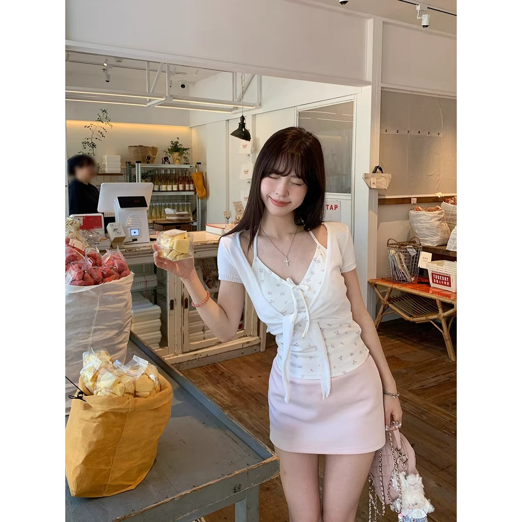SUXI Áo len Cardigan ngắn tay đơn giản dành cho nữ mùa hè 260407