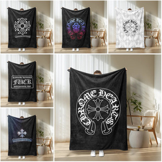 Logo Chrome Hearts Chăn Flannel in một mặt, Chăn mỏng để sử dụng tại nhà có điều hòa, Chăn ngủ văn phòng.