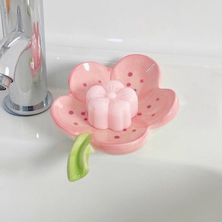 Sáng Tạo Hoa Đào Hộp Xà Phòng Gốm Bathroyom Thoát Xà Phòng Món Ăn Dễ Thương Để Đồ