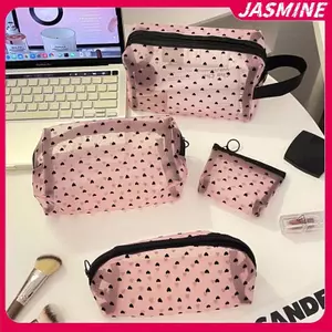 JASMINE Tình Yêu In Lưới Túi Đựng Mỹ Phẩm Di Động Vệ Sinh Tổ Chức Túi Trang Điểm Đa Năng Trong Suốt Nữ Lipsti Túi Bảo Quản JASMINE