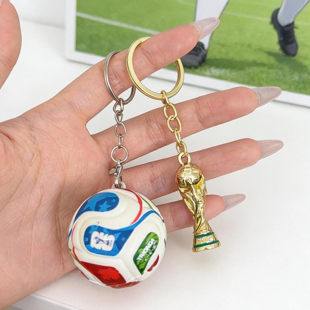 4 Móc khóa kỷ niệm World Cup 2026 | Thiết kế bóng đá mặt dây chuyền đôi và cốc Hercules, Quà tặng quạt di động có khóa tôm hùm