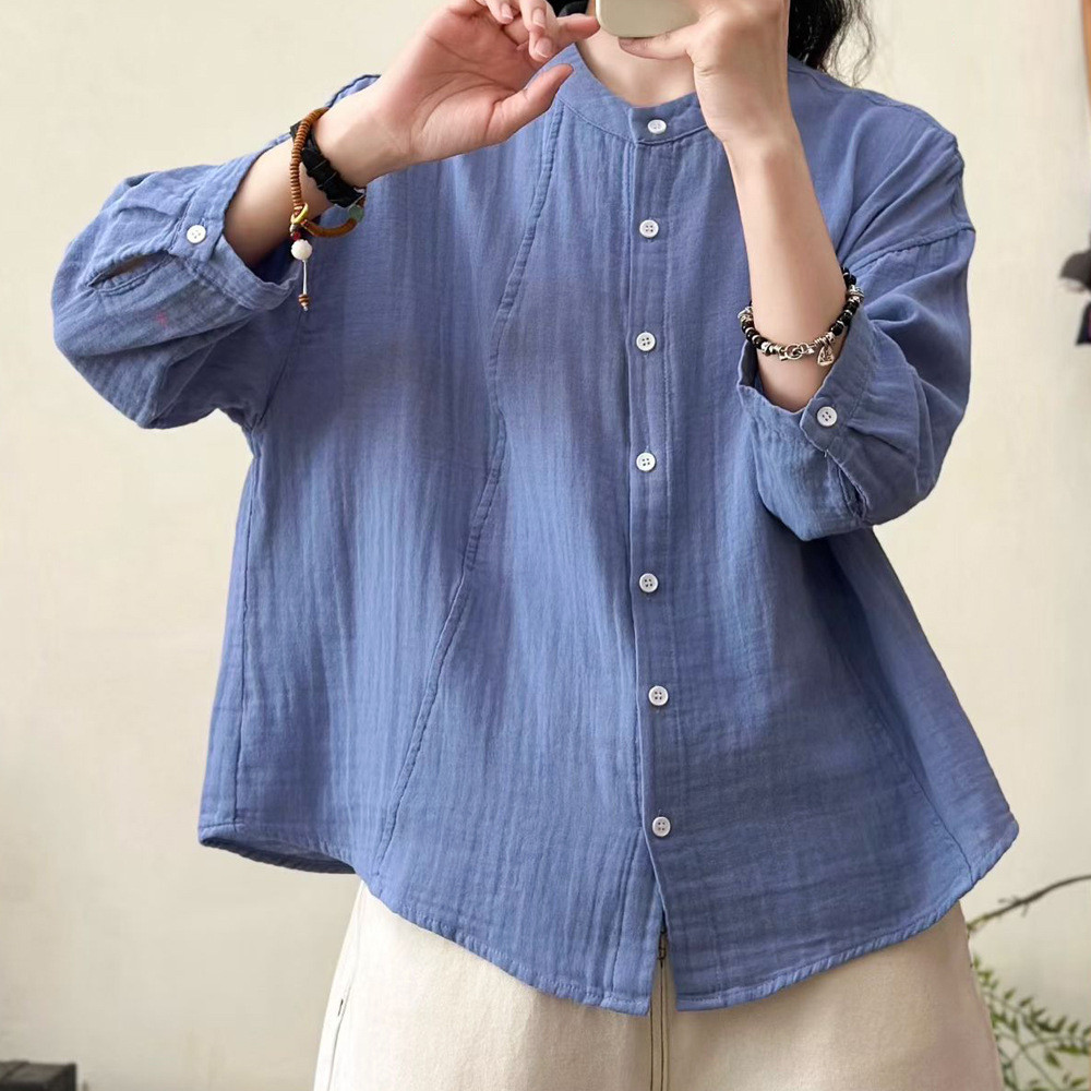 Sẵn sàng - Áo sơ mi nữ sợi cotton thiết kế đơn giản, size đa dạng