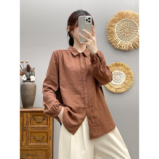 Nữ Áo Sơ Mi Tay Dài Nút Lên, 100% Cotton Chắc Chắn, Size S-M-L