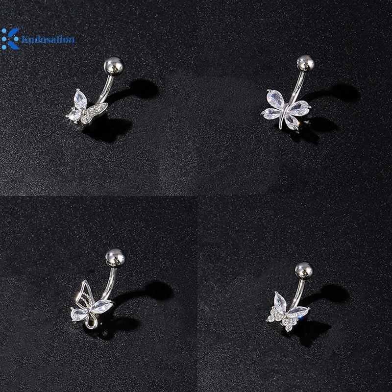 Khuy nhẫn rốn thời trang với nơ bụng, nút thép không gỉ và zircon - Quà tặng gợi cảm dành cho nữ