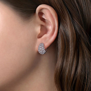 Bông tai nữ phong cách châu Âu và Mỹ, đá zircon xếp hàng như kim cương
