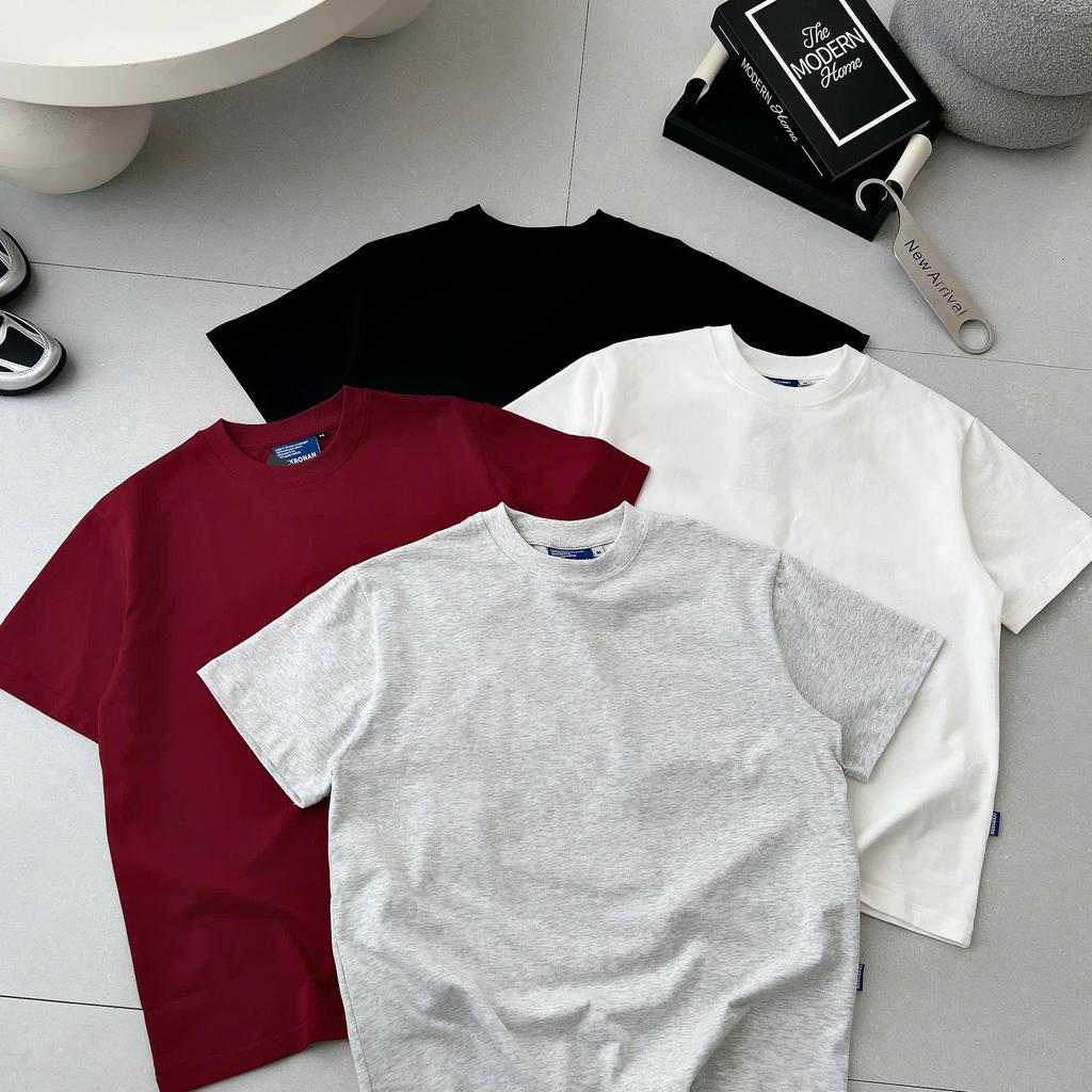 Áo Thun Trơn Nam Nữ LEXRONAN Cotton 250gsm Premium – Áo Phông Basic Cổ Tròn Dày Dặn, Form Đẹp, Dễ Phối Đồ #ATT