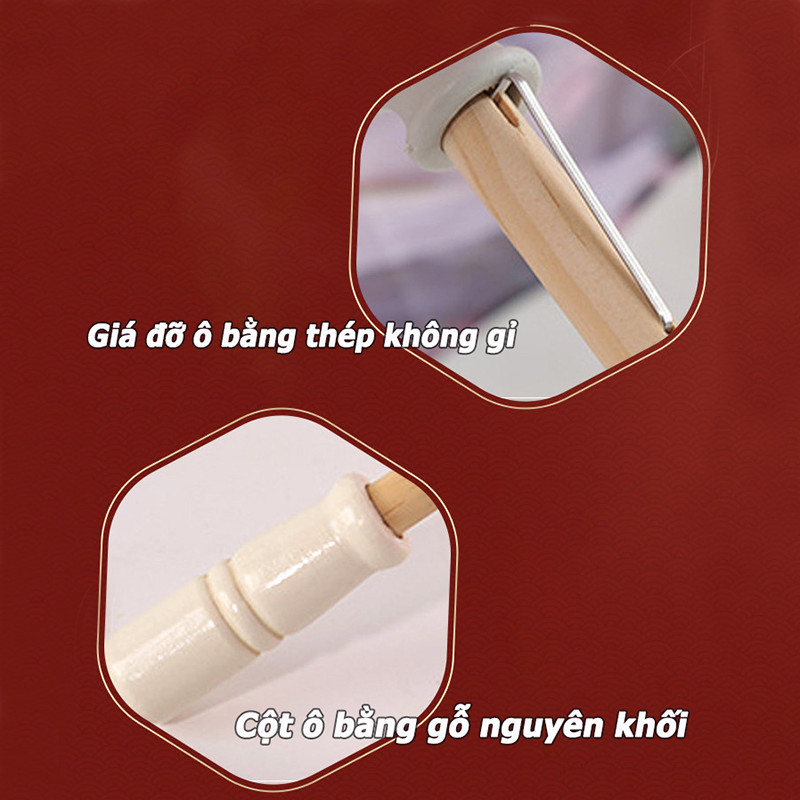 Ô lụa cổ điển, có in họa tiết phong cảnh, đường kính 82 cm, có thể dùng để chụp ảnh Cosplay, đám cưới, du lịch