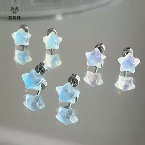 Nhẫn piercings hình sao pentagram bằng thép không gỉ, phù hợp làm trang sức cơ thể ngọt ngào cho nữ